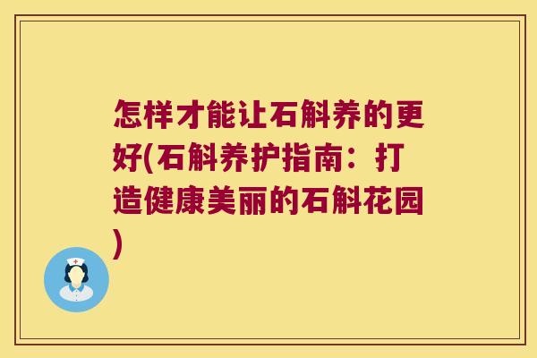 怎样才能让石斛养的更好(石斛养护指南：打造健康美丽的石斛花园)