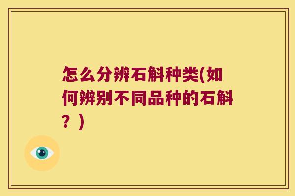 怎么分辨石斛种类(如何辨别不同品种的石斛？)