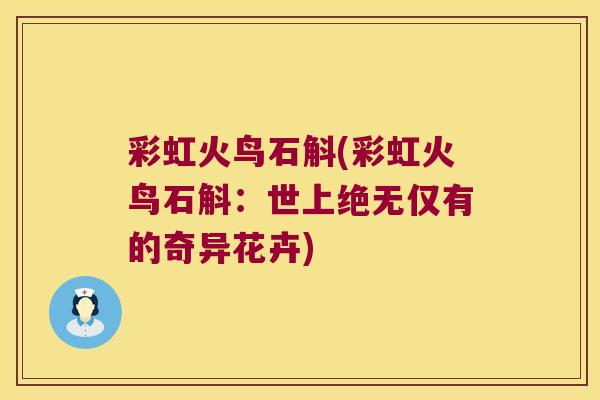彩虹火鸟石斛(彩虹火鸟石斛：世上绝无仅有的奇异花卉)