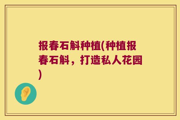 报春石斛种植(种植报春石斛，打造私人花园)