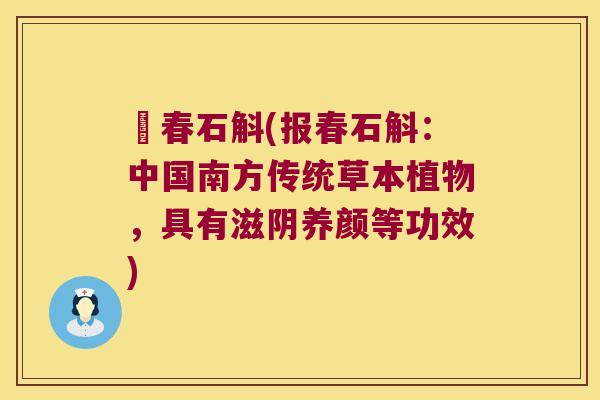 報春石斛(报春石斛：中国南方传统草本植物，具有滋阴养颜等功效)