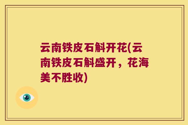 云南铁皮石斛开花(云南铁皮石斛盛开，花海美不胜收)
