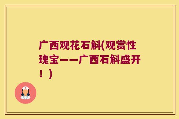广西观花石斛(观赏性瑰宝——广西石斛盛开!) 广西观花石斛(观赏性瑰宝——广西石斛盛开!)