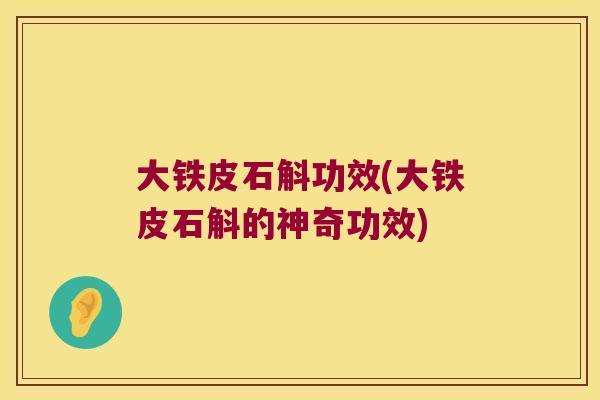 大铁皮石斛功效(大铁皮石斛的神奇功效)