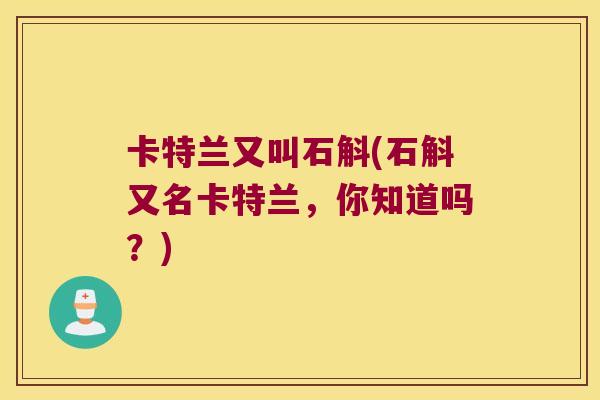 卡特兰又叫石斛(石斛又名卡特兰，你知道吗？)