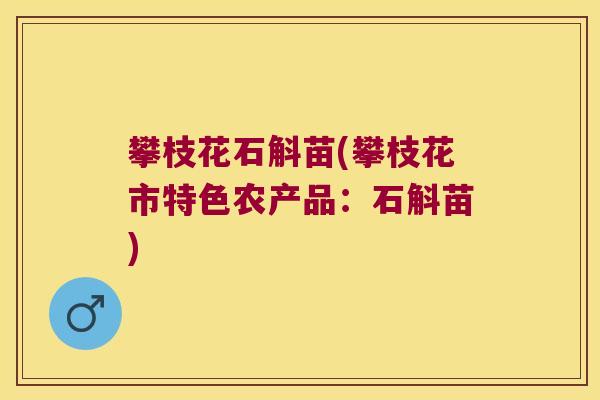 攀枝花石斛苗(攀枝花市特色农产品：石斛苗)