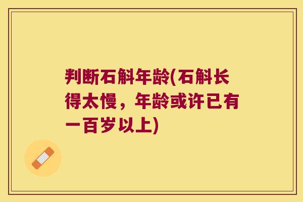 判断石斛年龄(石斛长得太慢，年龄或许已有一百岁以上)