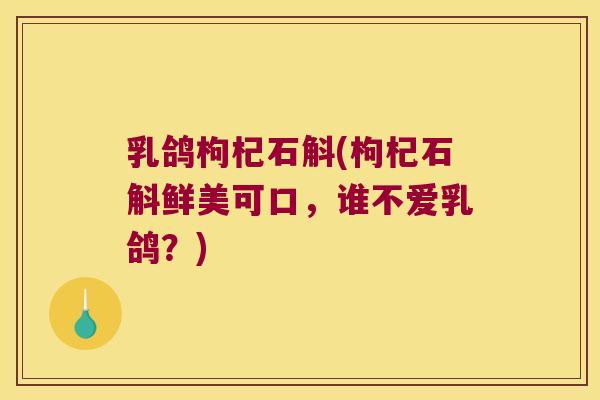 乳鸽枸杞石斛(枸杞石斛鲜美可口，谁不爱乳鸽？)