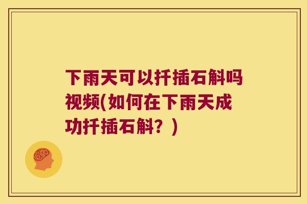 下雨天可以扦插石斛吗视频(如何在下雨天成功扦插石斛？)