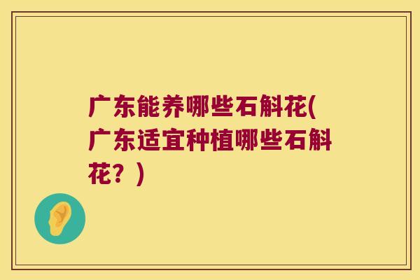 广东能养哪些石斛花(广东适宜种植哪些石斛花?) 广东能养哪些石斛花(广东适宜种植哪些石斛花?)