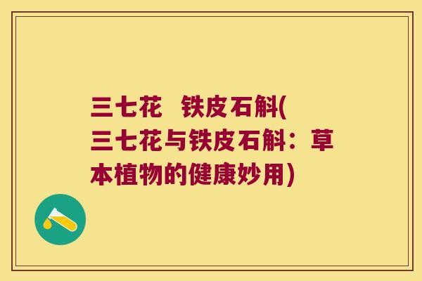 三七花  铁皮石斛(三七花与铁皮石斛：草本植物的健康妙用)