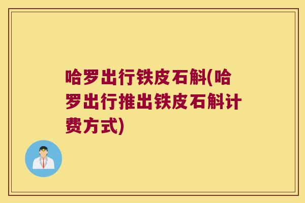 哈罗出行铁皮石斛(哈罗出行推出铁皮石斛计费方式)