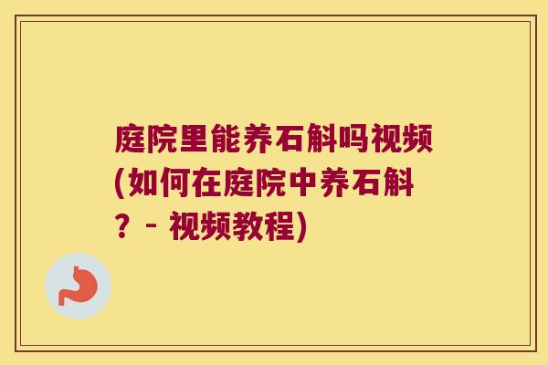 庭院里能养石斛吗视频(如何在庭院中养石斛？- 视频教程)