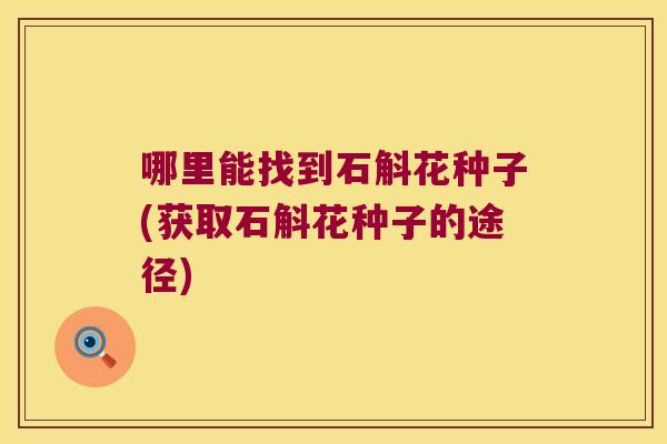 哪里能找到石斛花种子(获取石斛花种子的途径)
