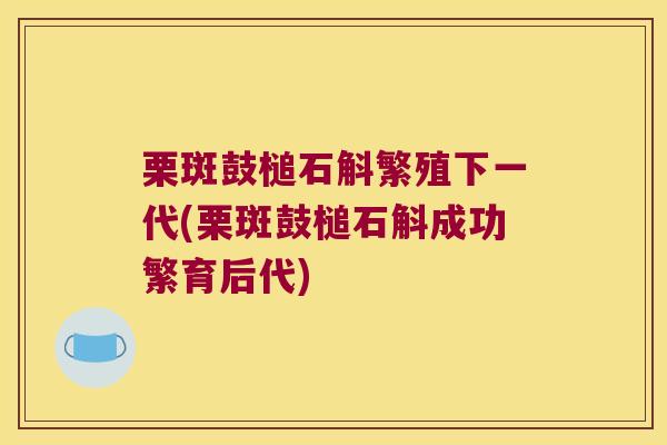 栗斑鼓槌石斛繁殖下一代(栗斑鼓槌石斛成功繁育后代)