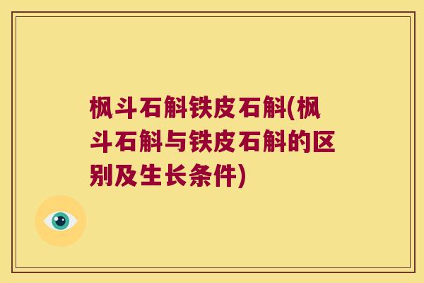 枫斗石斛铁皮石斛(枫斗石斛与铁皮石斛的区别及生长条件)