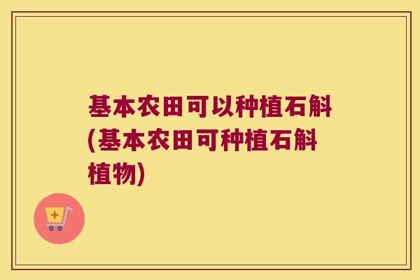 基本农田可以种植石斛(基本农田可种植石斛植物)
