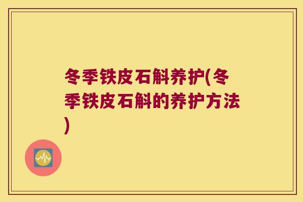 冬季铁皮石斛养护(冬季铁皮石斛的养护方法)