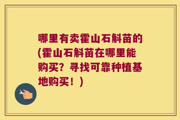 哪里有卖霍山石斛苗的(霍山石斛苗在哪里能购买？寻找可靠种植基地购买！)