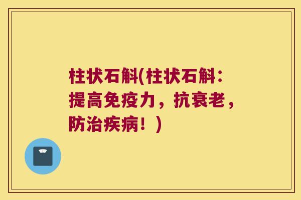 柱状石斛(柱状石斛：提高免疫力，抗衰老，防治疾病！)