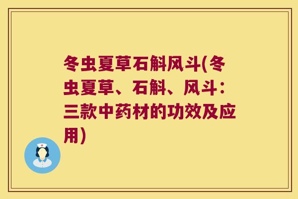 冬虫夏草石斛风斗(冬虫夏草、石斛、风斗：三款中药材的功效及应用)