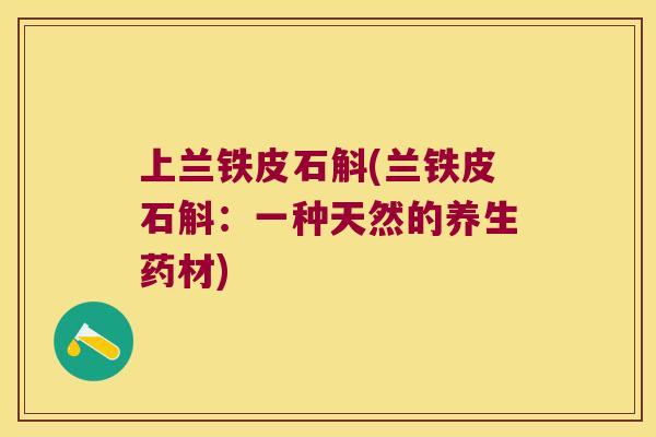 上兰铁皮石斛(兰铁皮石斛：一种天然的养生药材)