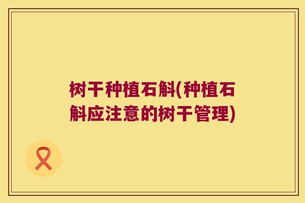 树干种植石斛(种植石斛应注意的树干管理)