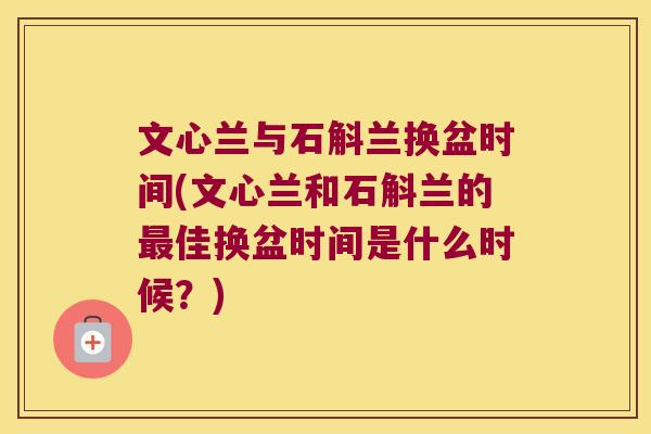 文心兰与石斛兰换盆时间(文心兰和石斛兰的佳换盆时间是什么时候？)