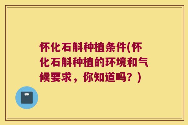 怀化石斛种植条件(怀化石斛种植的环境和气候要求，你知道吗？)