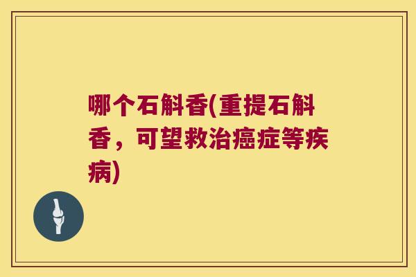 哪个石斛香(重提石斛香，可望救治癌症等疾病)