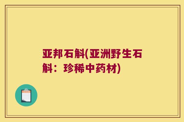 亚邦石斛(亚洲野生石斛：珍稀中药材)