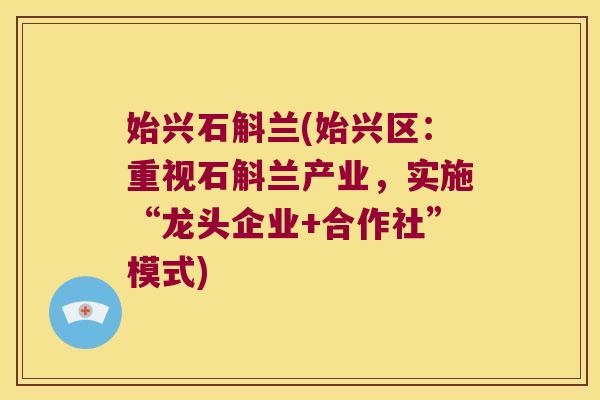 始兴石斛兰(始兴区：重视石斛兰产业，实施“龙头企业+合作社”模式)