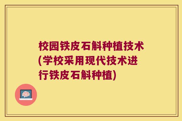 校园铁皮石斛种植技术(学校采用现代技术进行铁皮石斛种植)