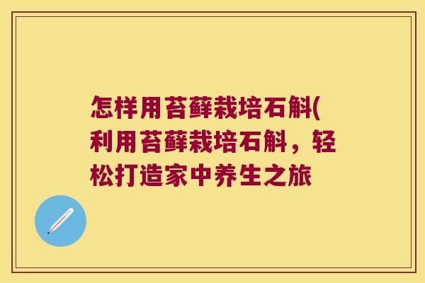 怎样用苔藓栽培石斛(利用苔藓栽培石斛,轻松打造家中养生之旅 怎样用苔藓栽培石斛(利用苔藓栽培石斛,轻松打造家中养生之旅