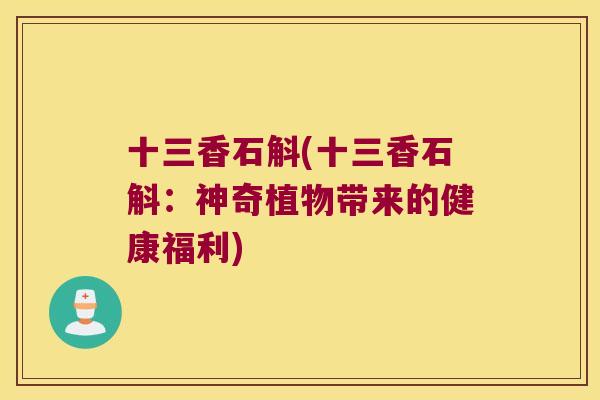 十三香石斛(十三香石斛：神奇植物带来的健康福利)