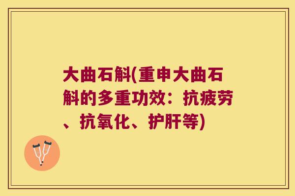 大曲石斛(重申大曲石斛的多重功效：抗疲劳、抗氧化、护肝等)