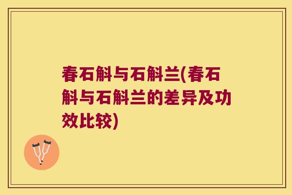 春石斛与石斛兰(春石斛与石斛兰的差异及功效比较)