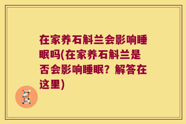 在家养石斛兰会影响睡眠吗(在家养石斛兰是否会影响睡眠？解答在这里)