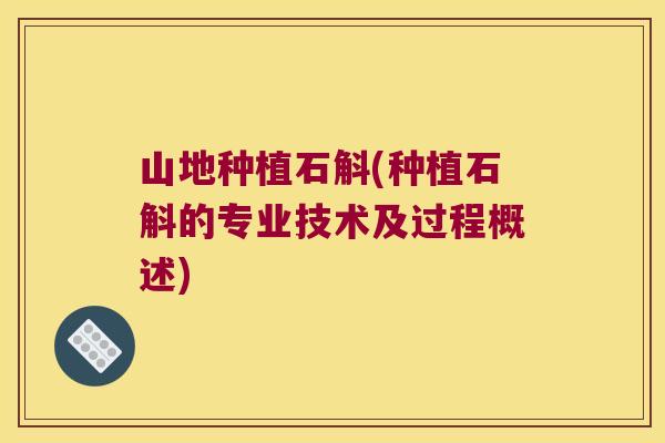 山地种植石斛(种植石斛的专业技术及过程概述)