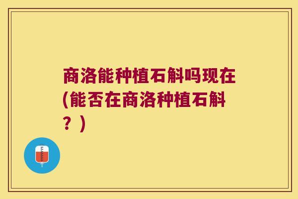 商洛能种植石斛吗现在(能否在商洛种植石斛？)