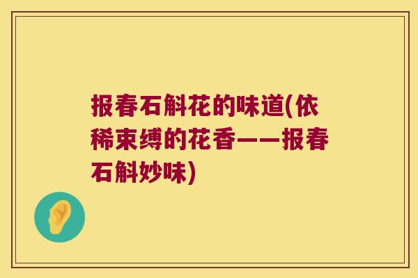 报春石斛花的味道(依稀束缚的花香——报春石斛妙味) 报春石斛花的味道(依稀束缚的花香——报春石斛妙味)
