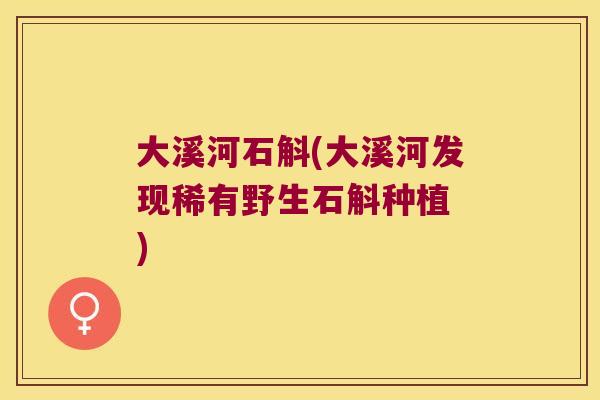 大溪河石斛(大溪河发现稀有野生石斛种植 )
