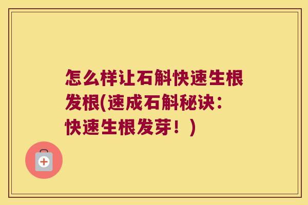 怎么样让石斛快速生根发根(速成石斛秘诀：快速生根发芽！)