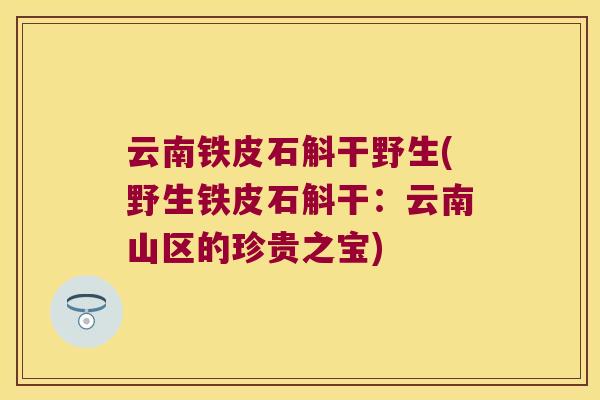 云南铁皮石斛干野生(野生铁皮石斛干：云南山区的珍贵之宝)