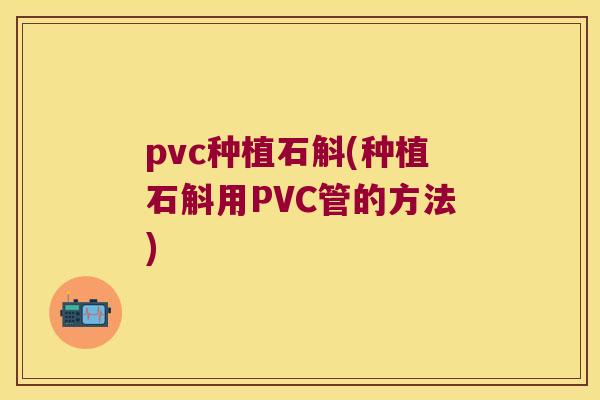 pvc种植石斛(种植石斛用PVC管的方法)