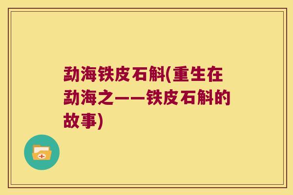 勐海铁皮石斛(重生在勐海之——铁皮石斛的故事)