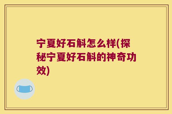 宁夏好石斛怎么样(探秘宁夏好石斛的神奇功效)
