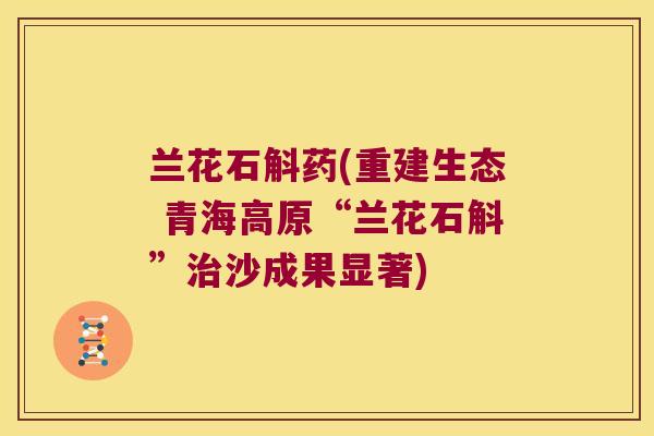 兰花石斛药(重建生态 青海高原“兰花石斛”治沙成果显著)