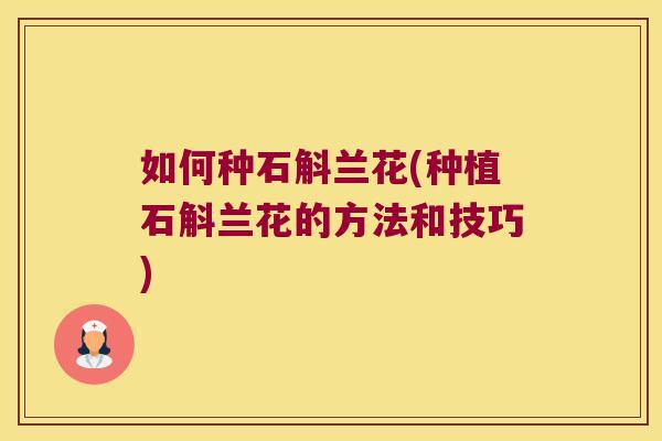 如何种石斛兰花(种植石斛兰花的方法和技巧)