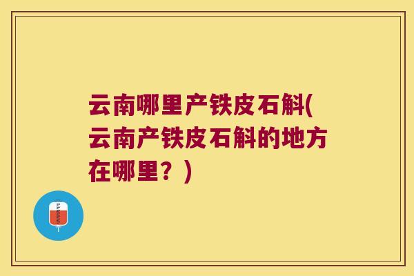 云南哪里产铁皮石斛(云南产铁皮石斛的地方在哪里？)